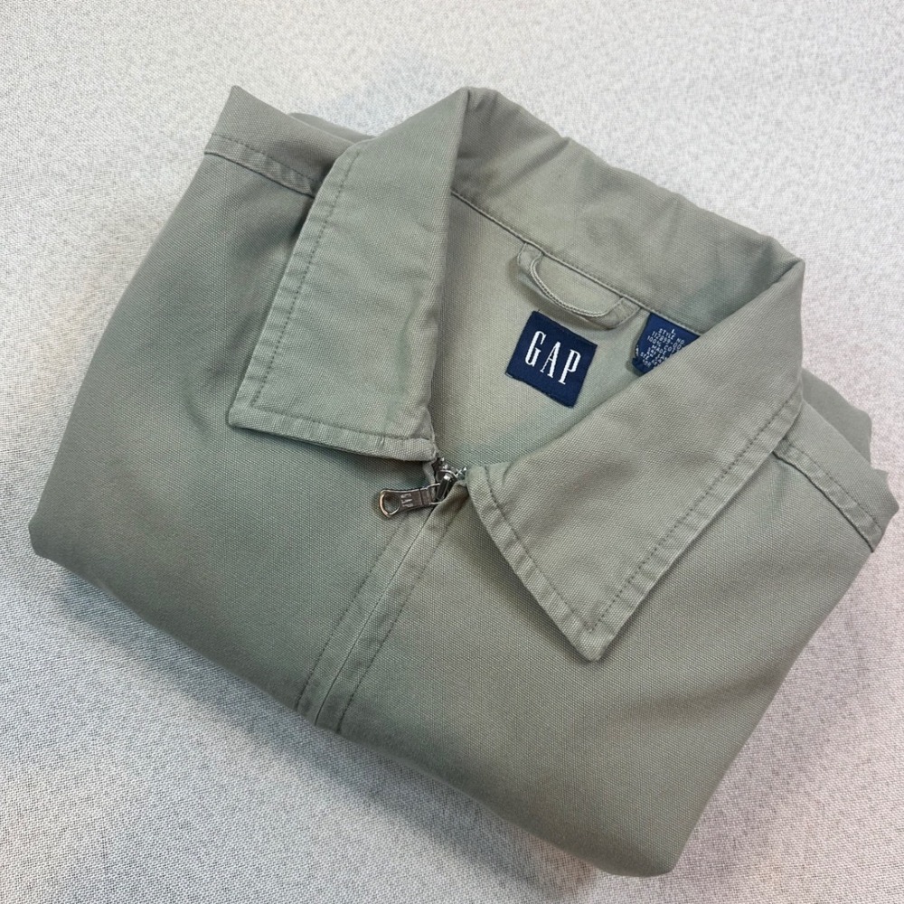 Gap Harrington Jacket Mens Large Green Cotton Canvas Zip Up Classic Minimalist L